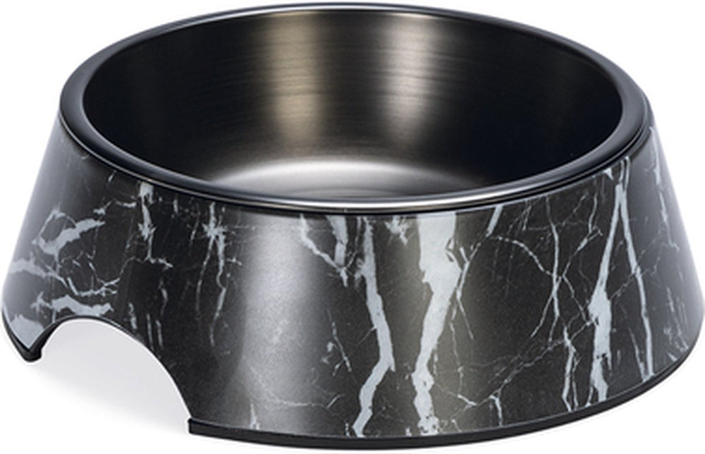 Designed by lotte meis voerbak hond - drinkbak eetbak hond - hondenvoervak - melamine rvs - zwart - 700 ml