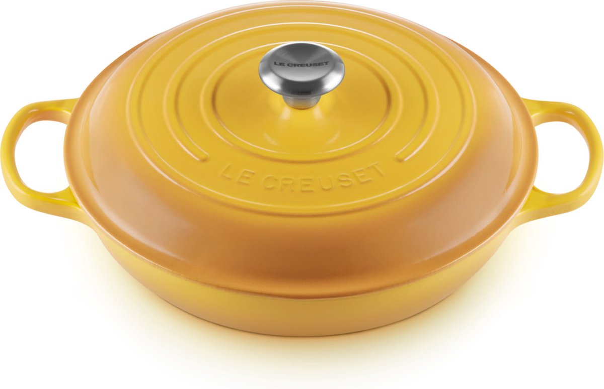 Le creuset braadpan signature campagnard nectar – ø 30 cm 3,5 liter – brede, lage stoofpan – in honinggele nectar tint – ideaal voor risotto, groenten of roerbak – geschikt voor inductie, oven, bbq – authentiek frans design