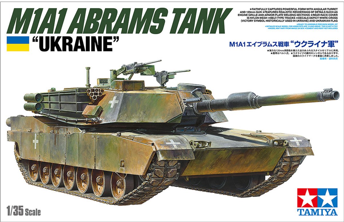 Tamiya modelbouwpakket militaire voertuigen - 25216 u.s. m1a1 abrams tank - ukraine plastic - 1:35 - modelbouw