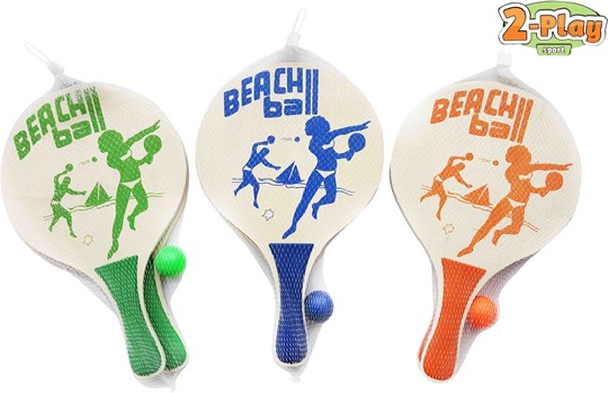 Gametime beachballset 38 x 24 cm hout blauw 3-delig