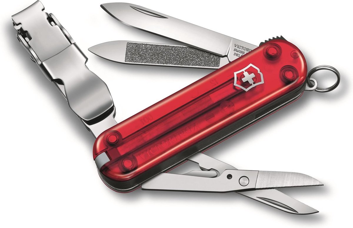 Victorinox nailclip 580 zakmes 8 functies transparant rood