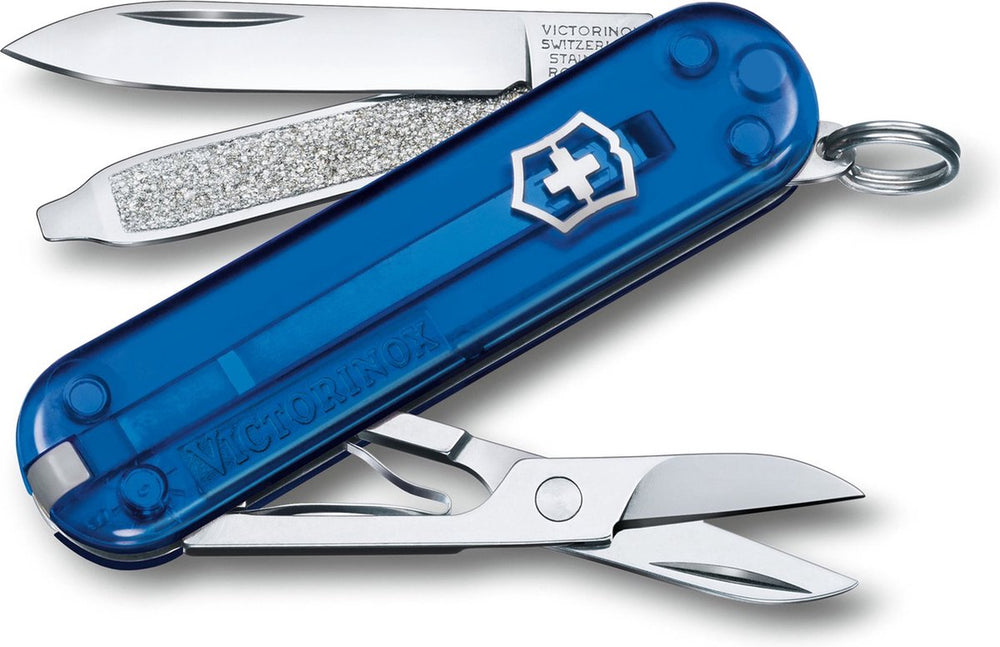 Victorinox classic sd transparent zakmes - deep ocean - 7 functies