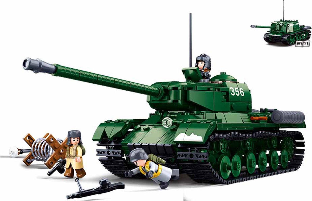 Sluban army wwii slag om boedapest zware tank 2in1 - 845 onderdelen -bouwdoos m38-b0979 vanaf 6 jaar