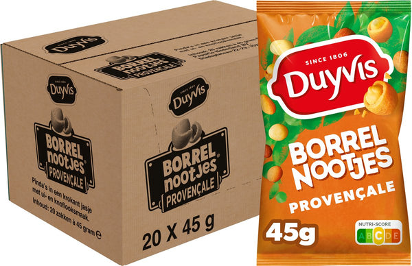 Duyvis borrelnootjes provencale - pinda noten - 20 x 45 gram