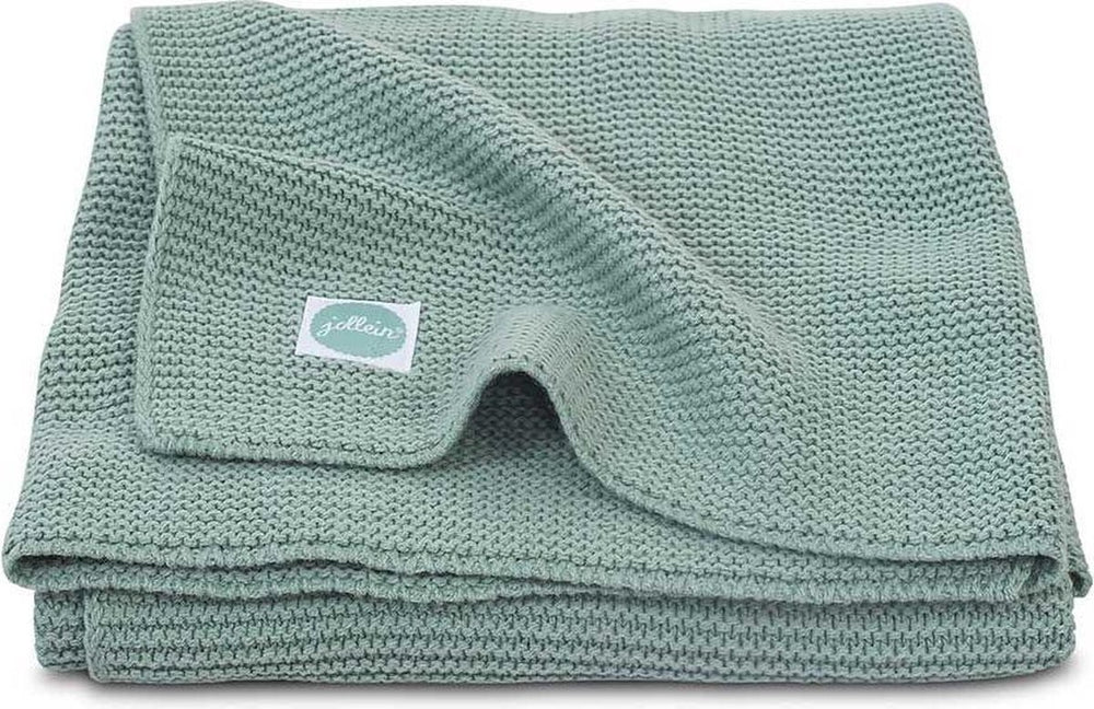 Jollein - deken wieg 75x100cm - wiegdeken, wiegdekentje, dekentje baby - basic knit - forest green