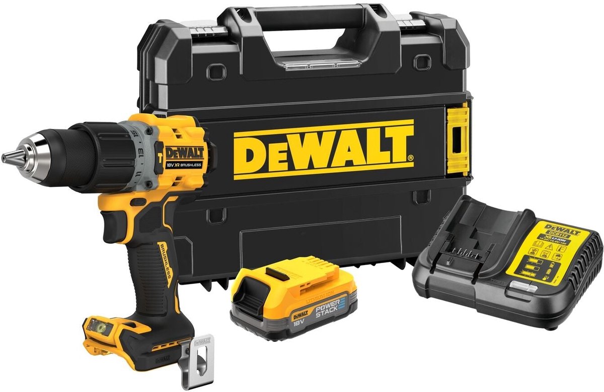 Dewalt dcd805e1t compacte accu klop- schroefboormachine 18v xr 1.7ah powerstack in tstak