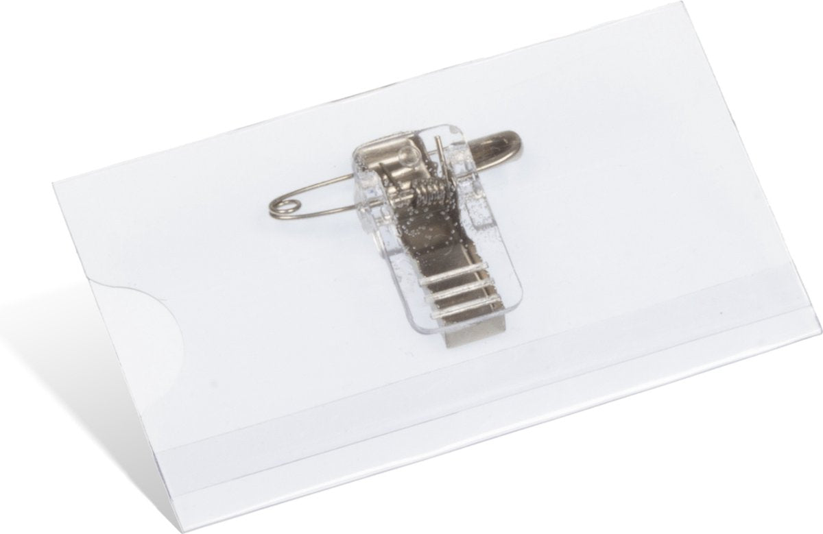 Kangaro naambadge - 40x75mm - met clip, speld en insteekkaartjes wit - doos 24 stuks - k-44100