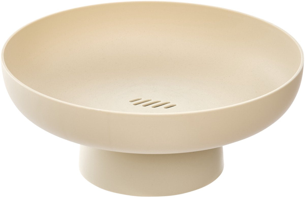 5five fruitschaal nordic - op voet - beige - kunststof - d26 x h11 cm - keukenschaal