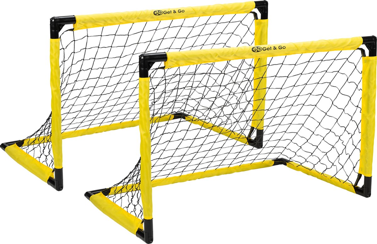 Get go voetbaldoel opvouwbaar set van 2 - 91x61x61 cm - voetbalgoal voor kinderen - zwart geel