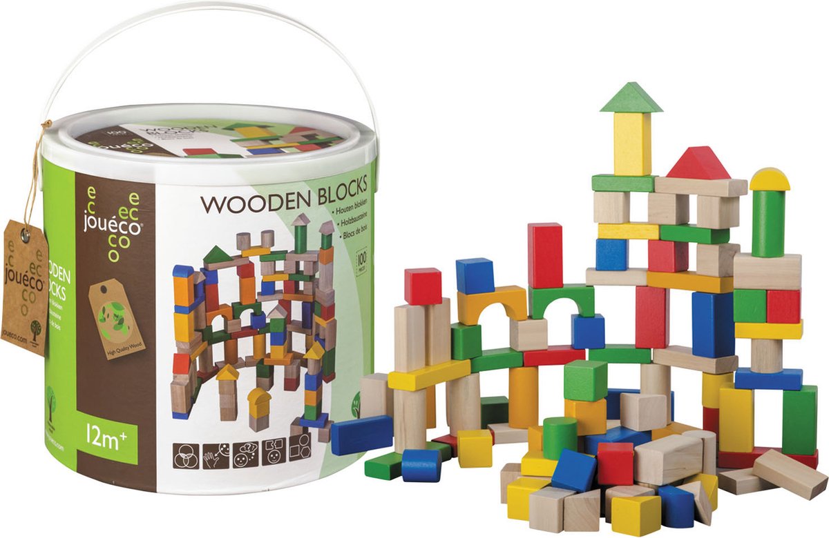 Jouéco houten blokken, 100st.