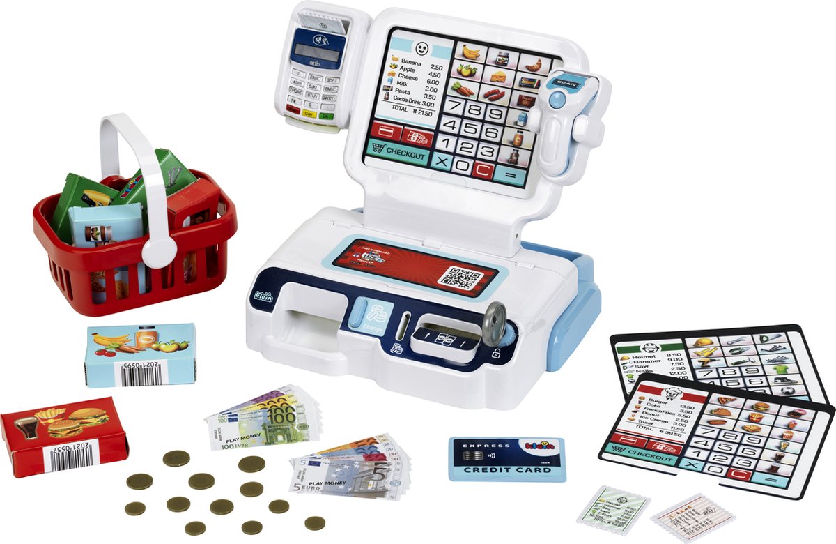 Klein toys zelfbedieningskassa - incl. accessoires, licht- en geluidseffecten - meerkleurig