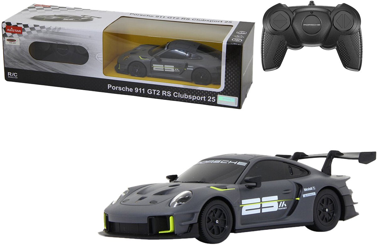 Jamara rc voertuig auto - 402131 rc auto - porsche 911 gt2 rs clubsport 25 - grijs - 2,4 ghz rc model kant en klaar - 1:24 bestuurbare auto