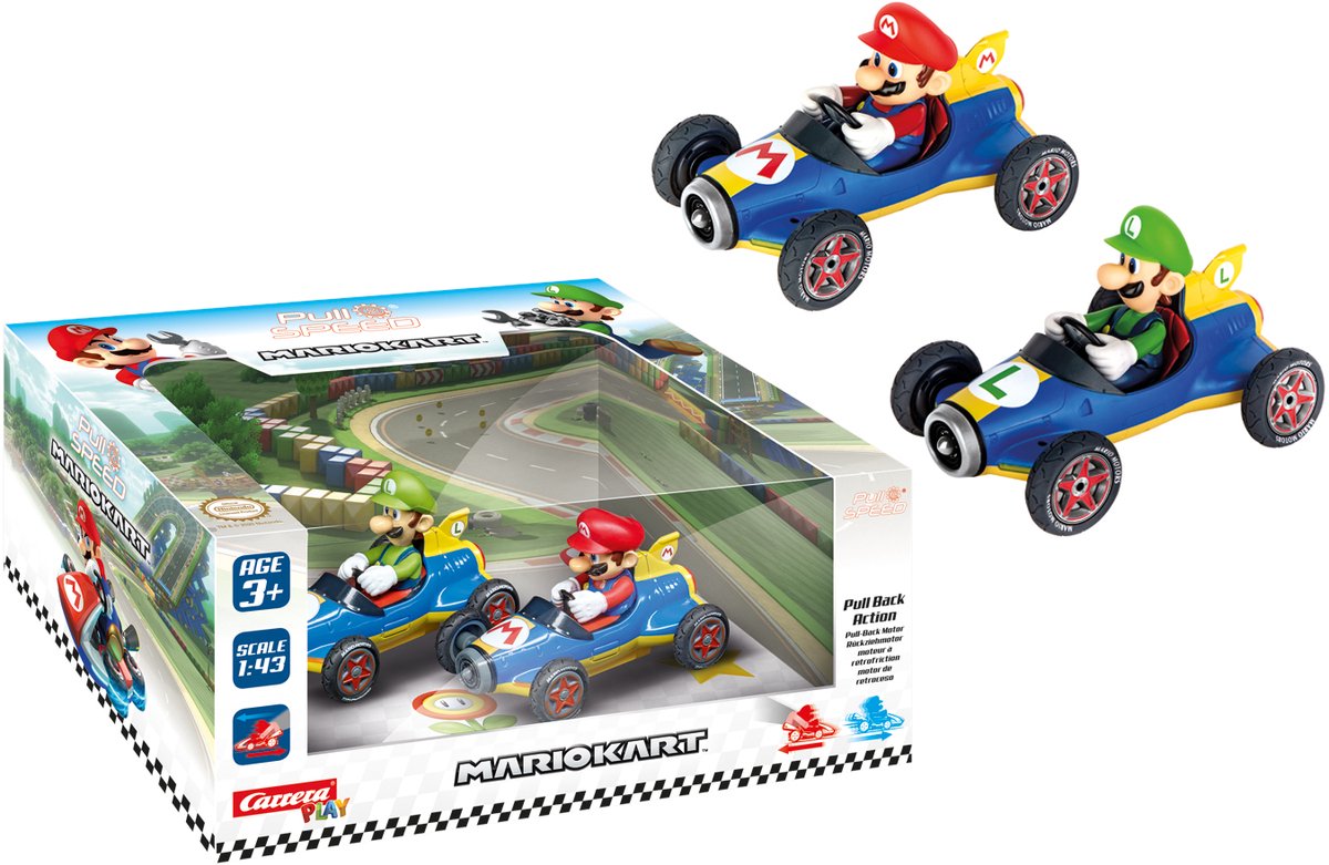 Carrera Super Mario Pull Back Race Cars Mach 8, 2-pc.