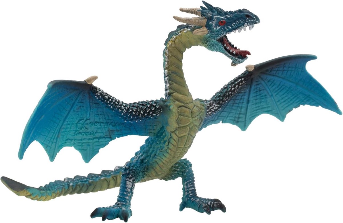 Bullyland 75592 – speelfiguur vliegende turkooizen draak – ca. 10,3cm – levensecht en detailrijk vormgegeven – ideaal als fantasiefiguur, decoratie of klein cadeautje voor kinderen vanaf 3 jaar.