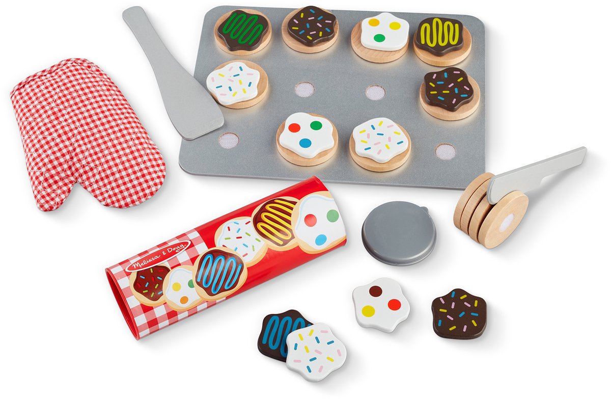 Melissa doug houten set voor het snijden en bakken van koekjes (speeleten, materialen van hoge kwaliteit, 30 speelstukjes