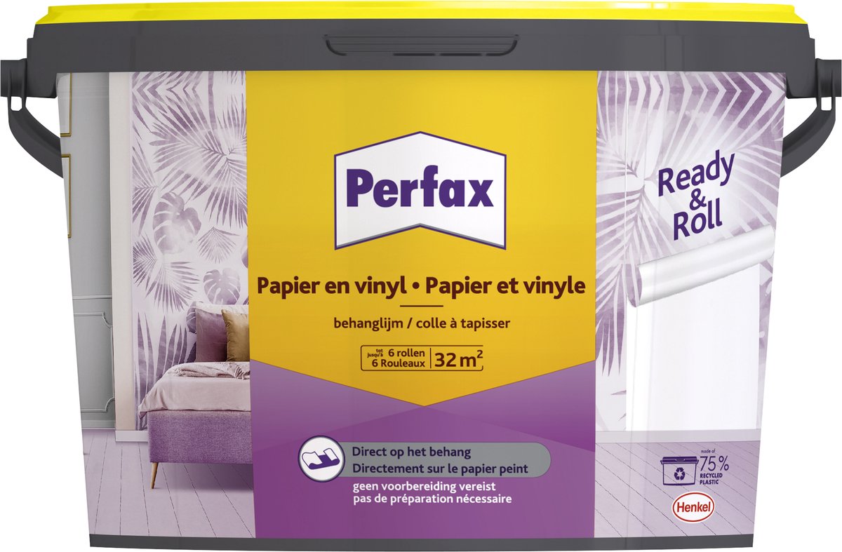 Perfax ready roll behanglijm papier vinyl 4.5 kg | eenvoudig en snel behangen | voor papier en vinyl