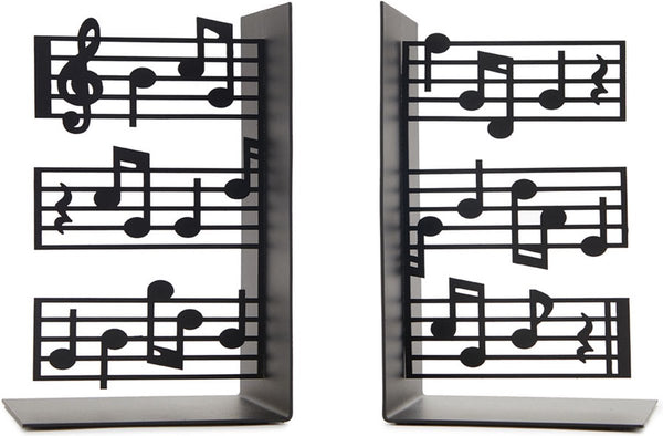 Balvi boekensteunen set muziek metaal zwart