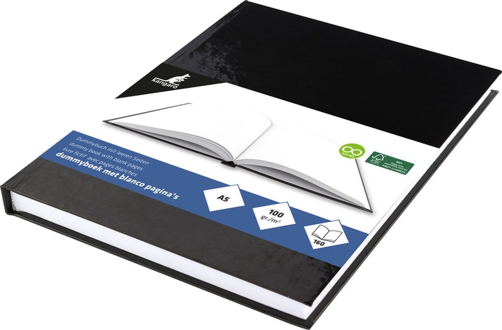Kangaro - dummyboek - a5 - zwart - 160 blanco pagina's - 100 grams - schetsboek