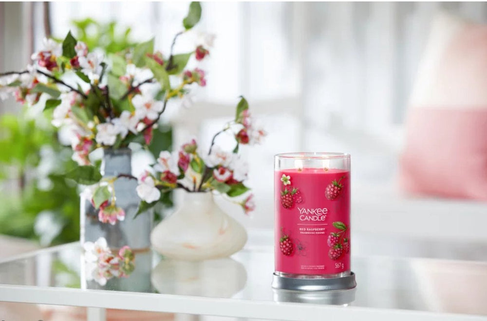 Yankee candle - red raspberry large tumbler geurkaars - 100 branduren - twee lonten