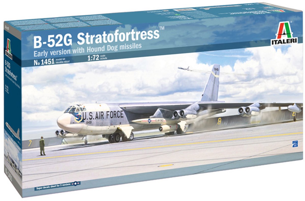 Italeri modelbouwpakket vliegtuigen - 1451 b-52g stratofortress early version with hound dog missiles plastic - 1:72 - modelbouw
