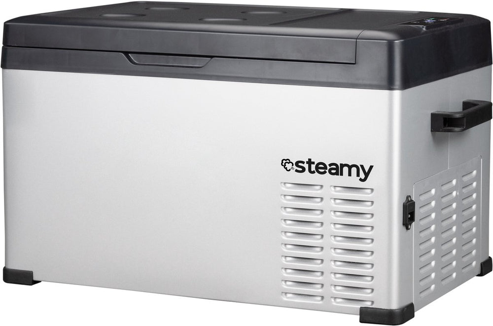 Steamy -e single zone elektrische compressor koelbox - single zone - 27 liter - 12v en 230v - voor auto en camping - zilver