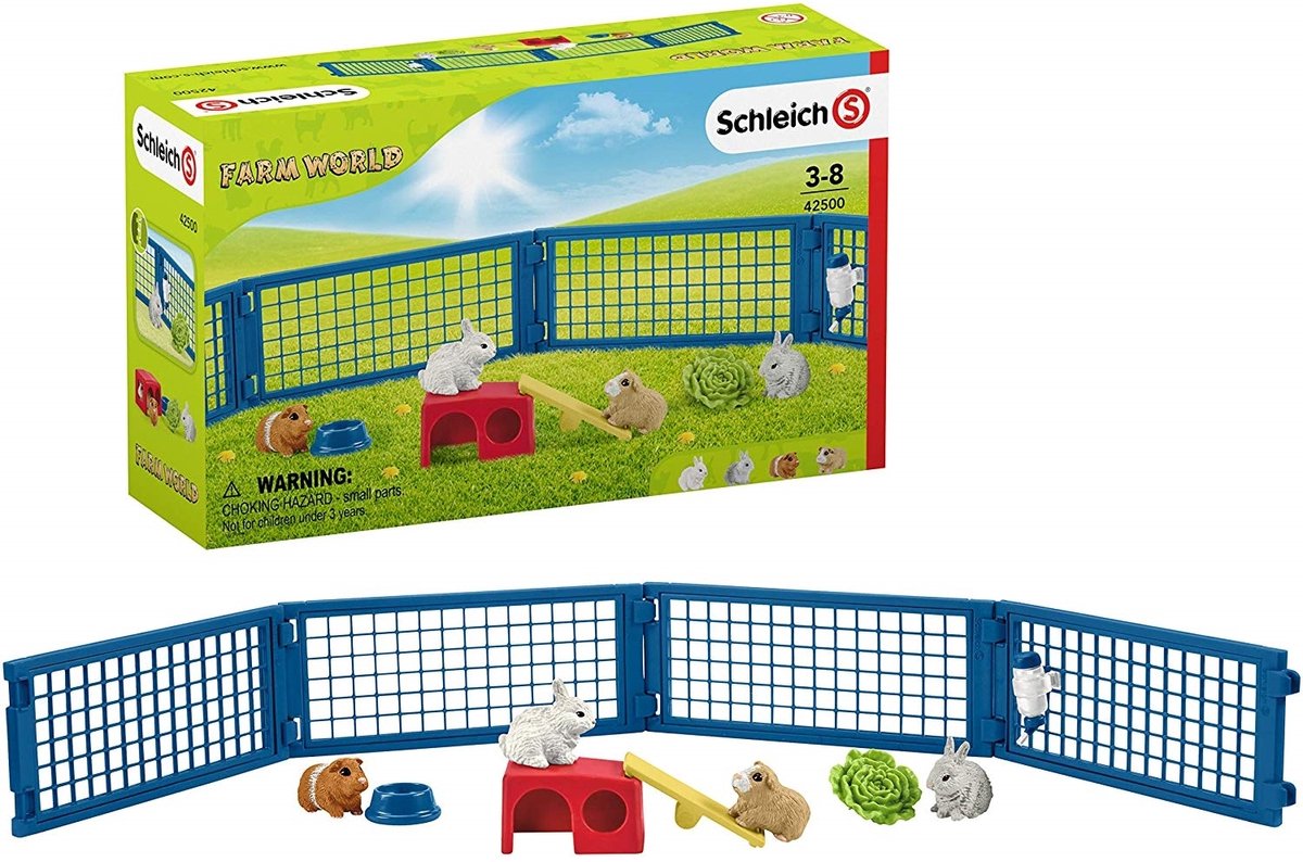 Schleich farm world - tehuis voor konijntjes en cavia's - speelfigurenset - kinderspeelgoed voor jongens en meisjes - 3 tot 8 jaar - 14 onderdelen