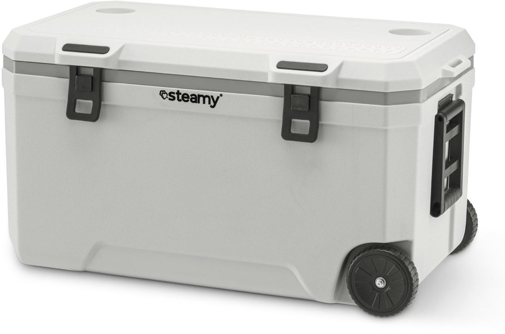 Steamy marine 120 roller - grote koelbox op wielen - speciaal voor op de boot - 120 liter - wit