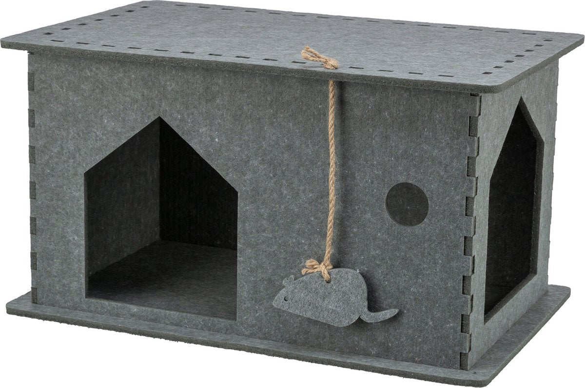 Trixie - kattenmand - huis lene - vilt - grijs - 54x30x35 cm
