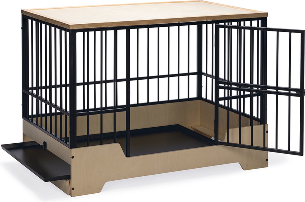 Designed by lotte bench hondenbench meubel quirine - hondenmand - met lade - metaal hout - xl - 112x73x85 cm