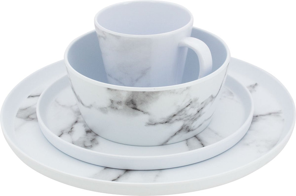 Eurotrail serviesset marble marmerlook 16 delig melamine