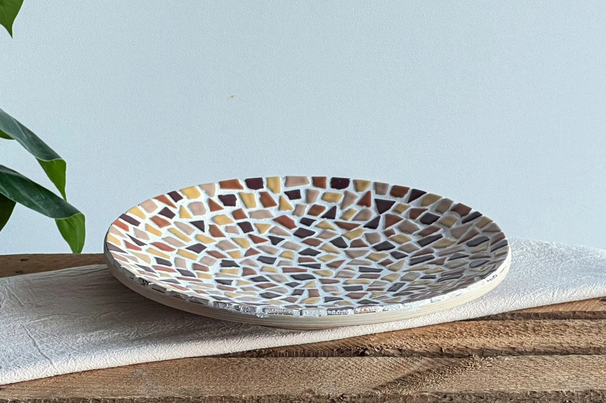 Little creations diy mozaïek schaal beige - creatief knutselpakket bamboe.