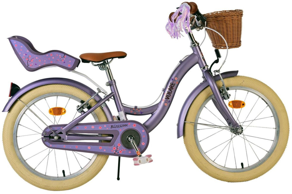 Volare bloesem kinderfiets - meisjes - 18 inch - paars - twee handremmen