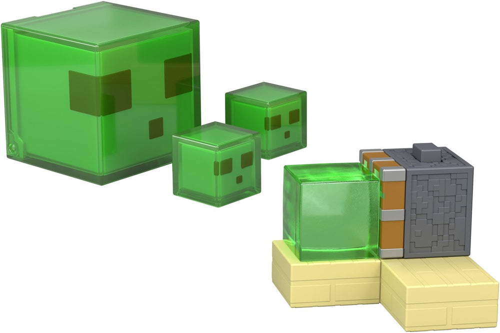Mattel minecraft sticky piston val met redstone - set met actiefiguur en accessoires en bewegend mechanisme