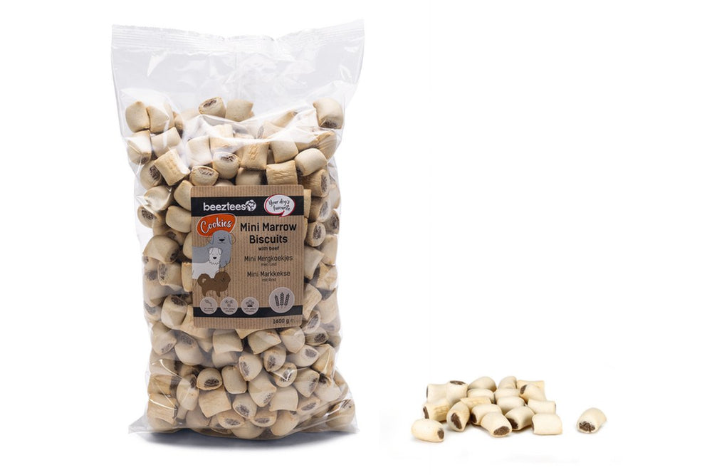 Beeztees mini mergkoekjes - hondenkoekjes - hondensnacks - rund - voordeelverpakking - 1400 gram