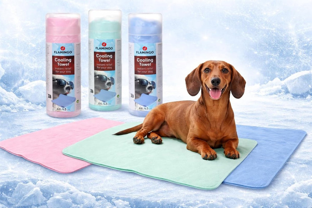 Flamingo koelmat hond - koelhanddoek hond - verkoelende cooling towel voor honden - misty meerdere kleuren - 66x43 cm