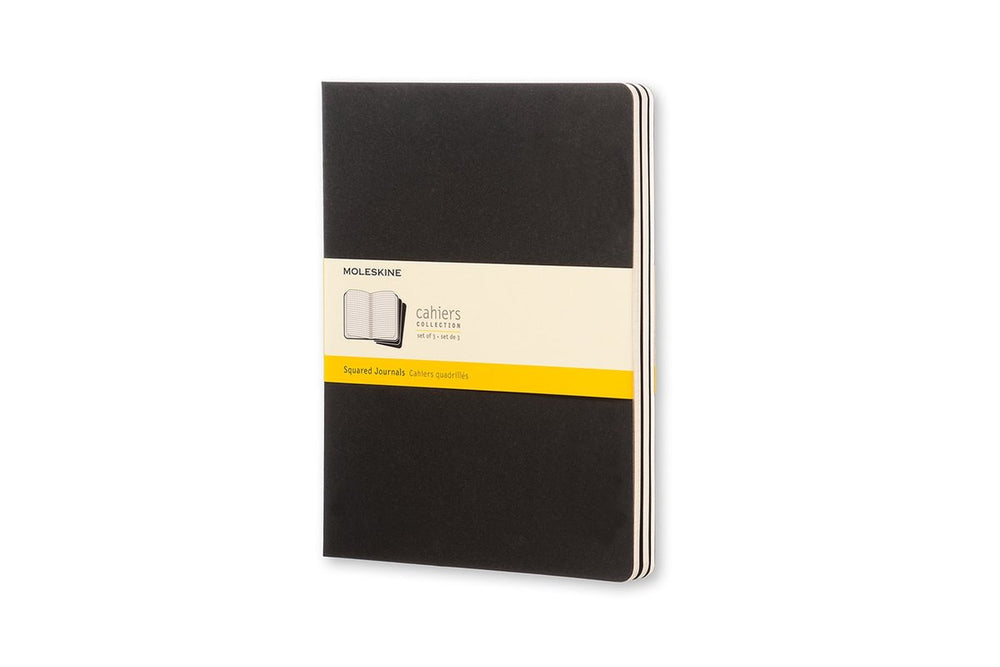 Moleskine cahier journals - extra large - geruit - zwart - set van 3