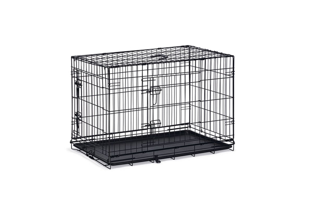 Beeztees hondenbench l - bench - 2 deuren - inklapbaar - zwart - 91x61x66 cm