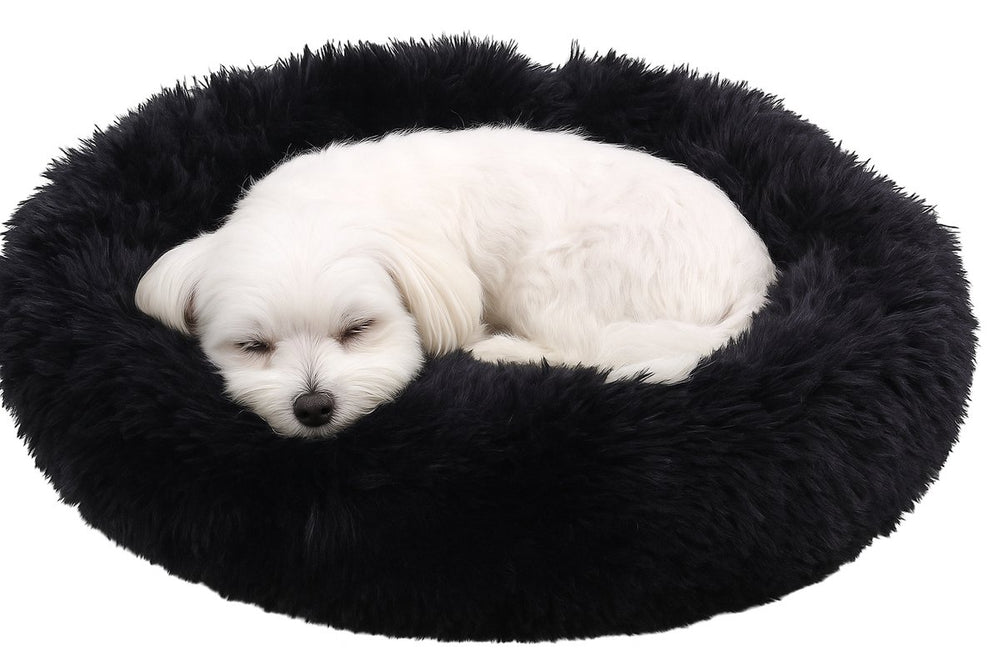 Flamingo hondenmand – donut hondenmand – kattenmand pacha rond zwart ø55 cm – extra zacht luxe voor hond of kat