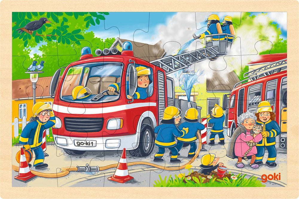 Goki houten puzzel brandweer. 24 delig. 3+