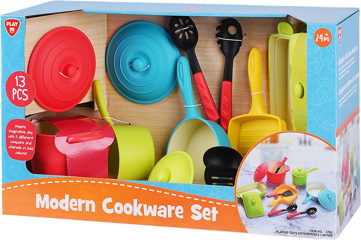 Speelpannen en keukenaccessoires moderne speelset, 13dlg.