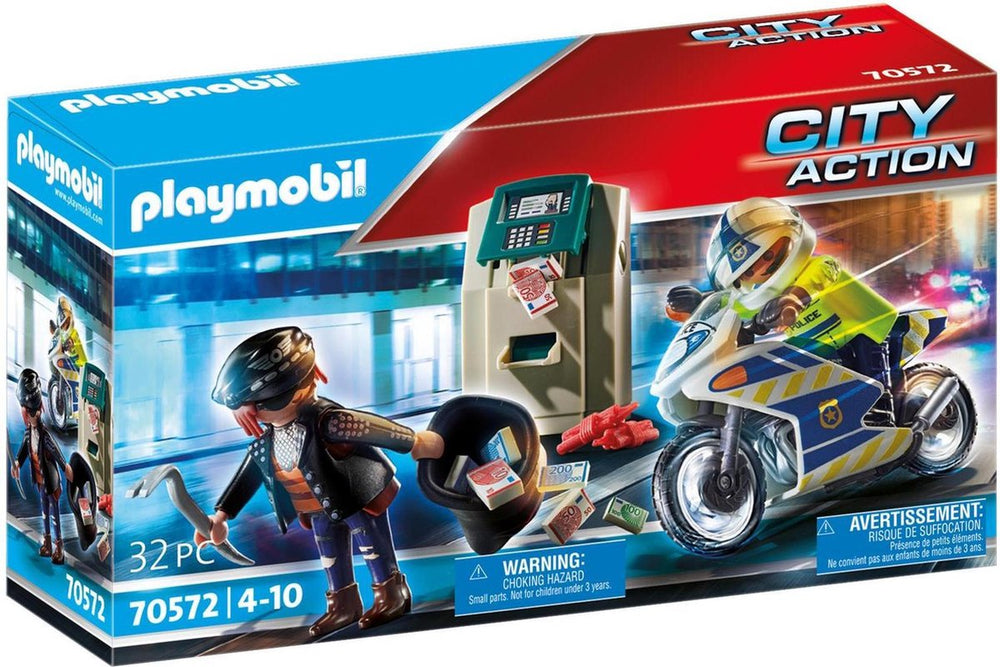 Playmobil city action politiemotor achtervolging van de geldrover - 70572