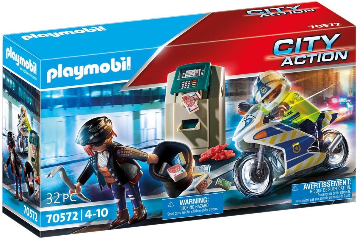 Playmobil city action politiemotor achtervolging van de geldrover - 70572