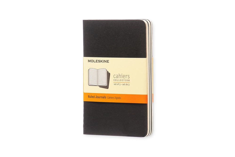 Moleskine cahier journals - pocket - gelinieerd - zwart - set van 3