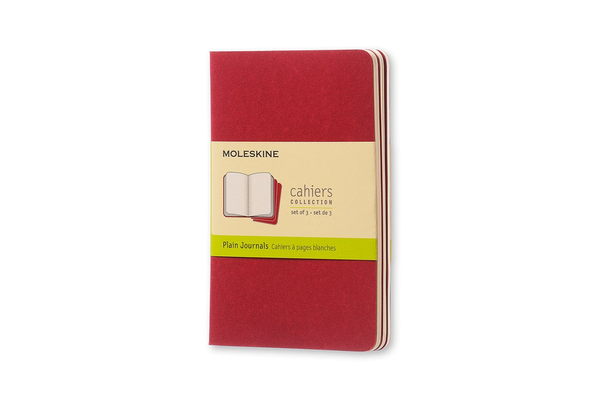 Moleskine cahier journals - pocket - blanco - rood - set van 3
