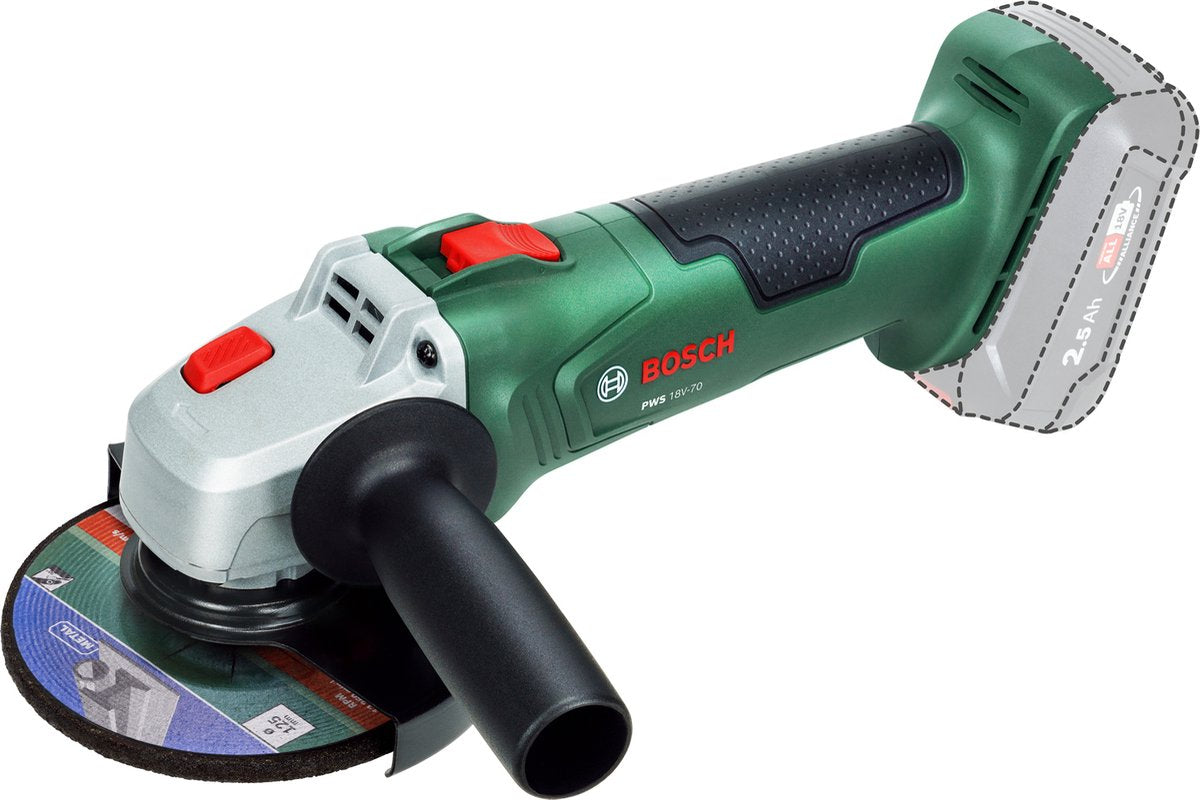 Bosch groen pws 18v-70 accu haakse slijper 125mm | zonder accu en lader - 06033e6001