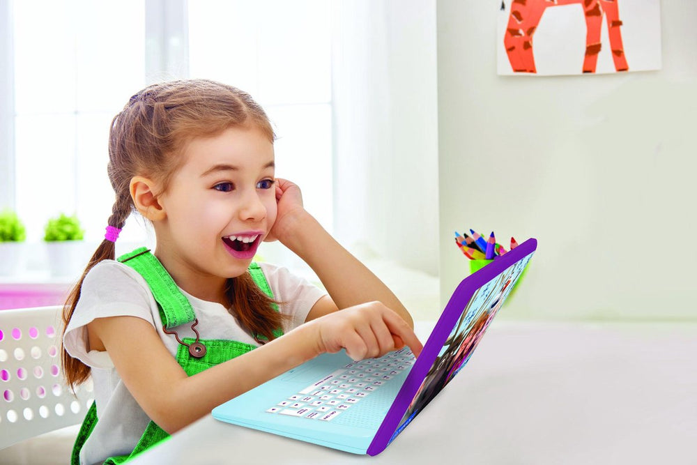 Lexibook frozen tweetalig pratende educatieve laptop met 170 activiteiten (85 in elke taal), groot scherm van 6,7 â€in het engels en duits