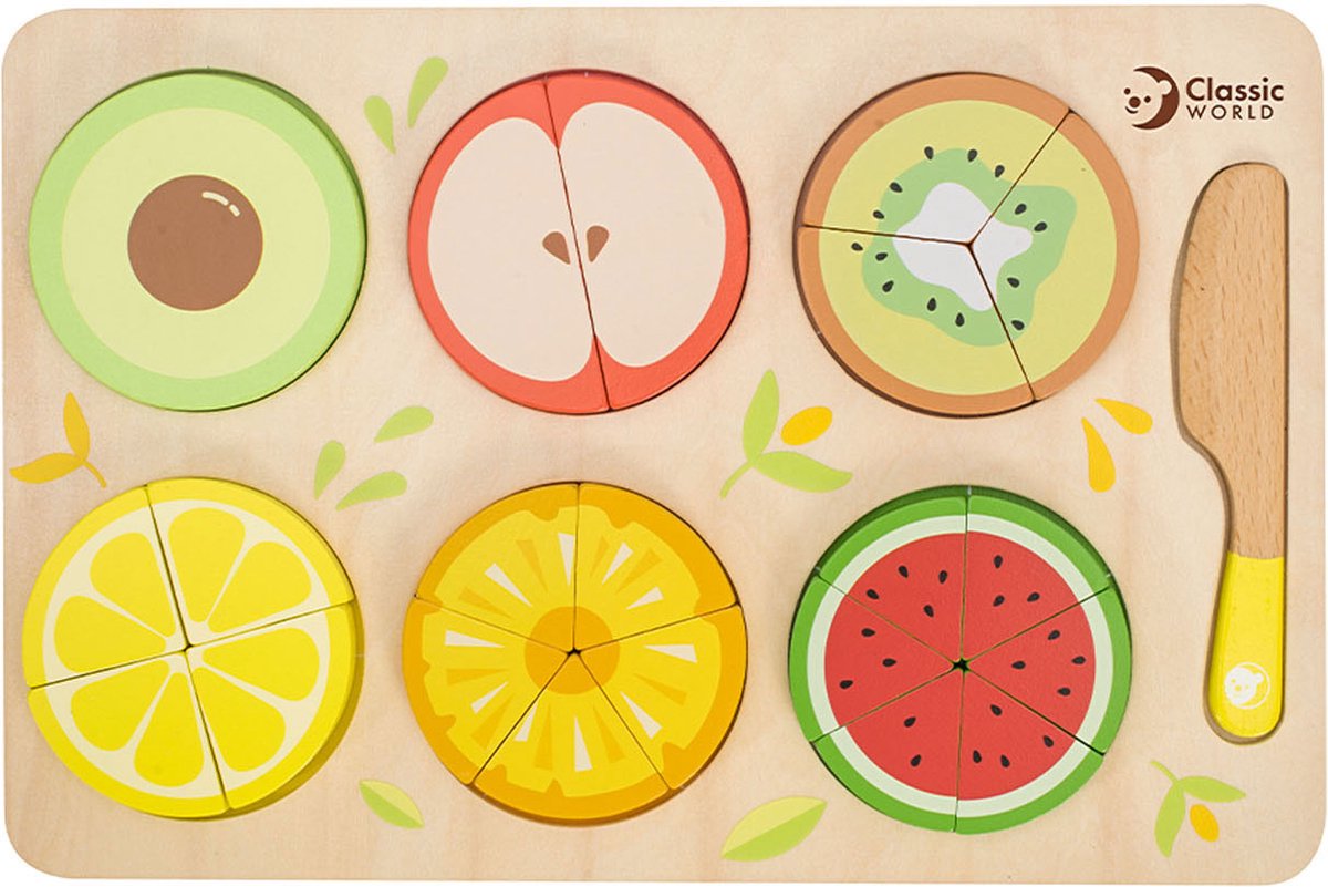 Classic World World Houten Fruitpuzzel Breuken, 22dlg.
