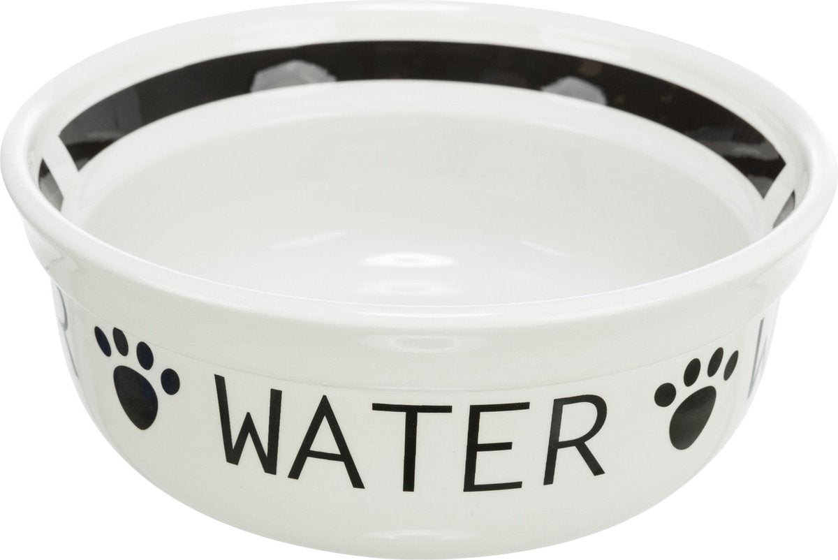 Trixie drinkbak hond water keramiek wit zwart