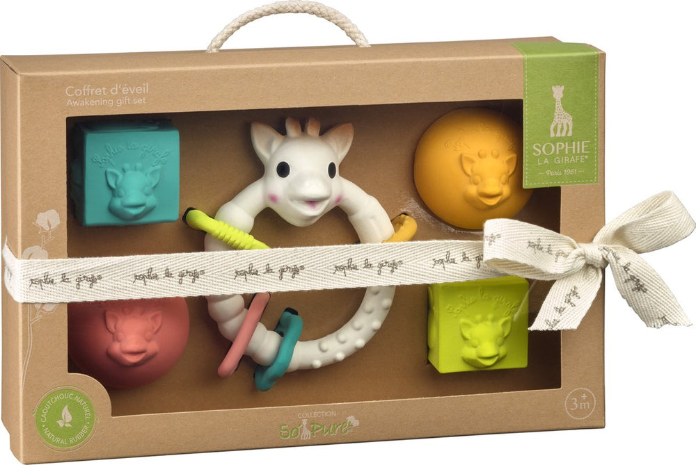 Sophie de giraf so'pure early learning gift set - blokken, ballen bijtring - baby speelgoed - kraamcadeau - babyshower cadeau - 100% natuurlijk rubber - vanaf 3 maanden - 5-delig