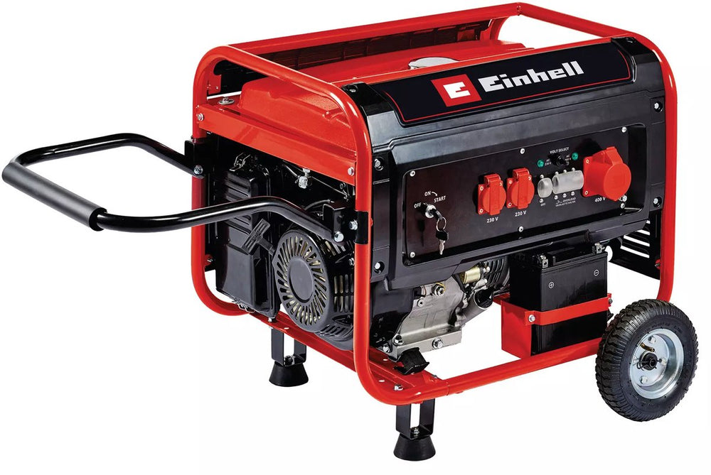 Einhell tc-pg 55 e5 aggregaat 4 takt generator 2x 230v + 1x 400v max. 5500 watt avr spanning 25 liter 7.5k kw